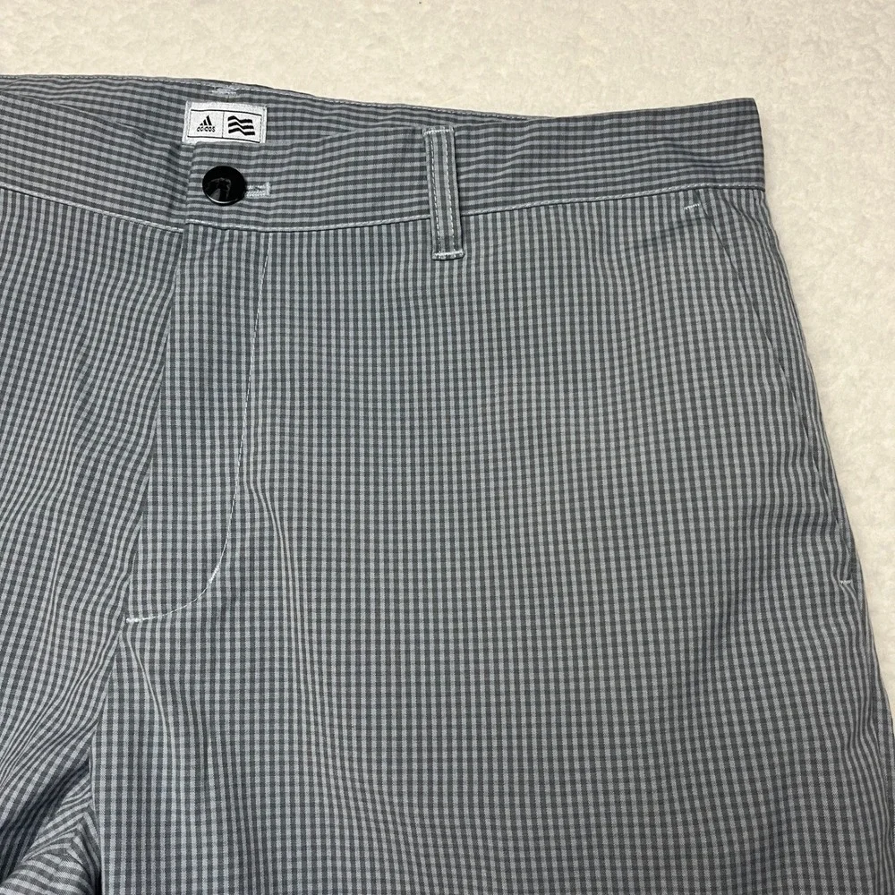 Adidas Golf Pants Mens 36x32 Gray Gingham Plaid‎ Z15138 Straight Leg Performance